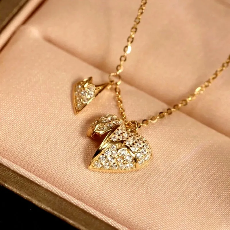 14K Gold Plated Elegant Zircon Heart Necklaces