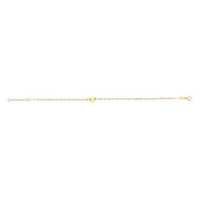 14k Yellow Gold Heart Charm Fancy Bracelet, 7"