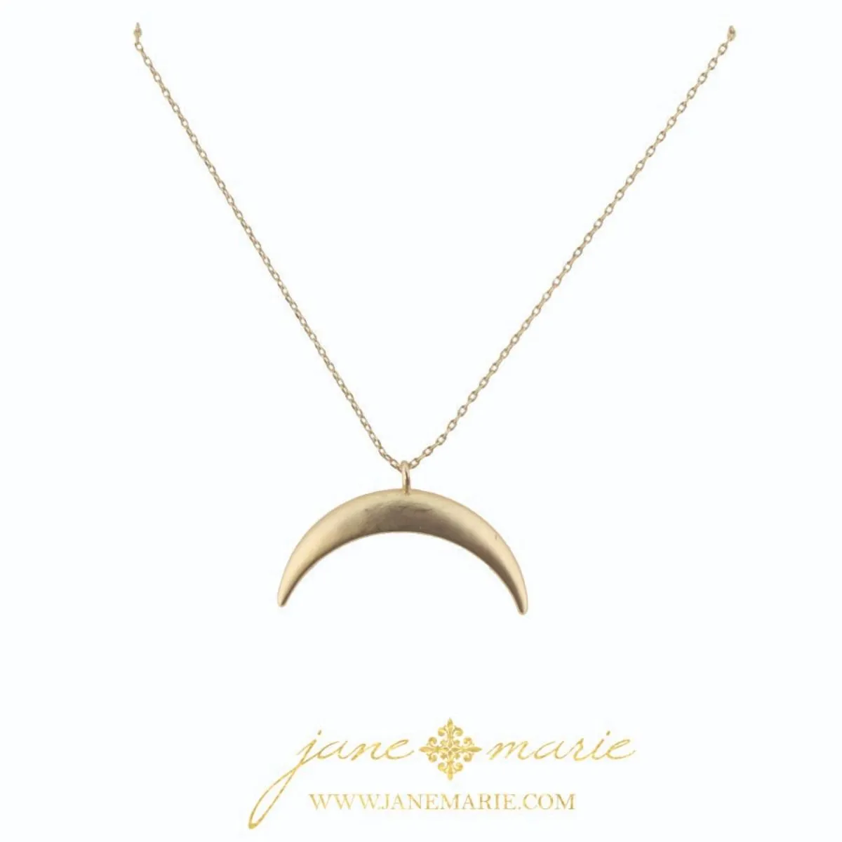 16" Gold Horn, Gold Chain Necklace, 3" Ext.