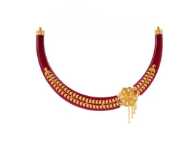 22k Red Pola Floral Stud Necklace