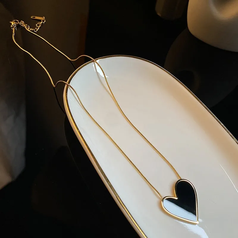 316L Stainless Steel Black Epoxy Gothic Temperament Woman