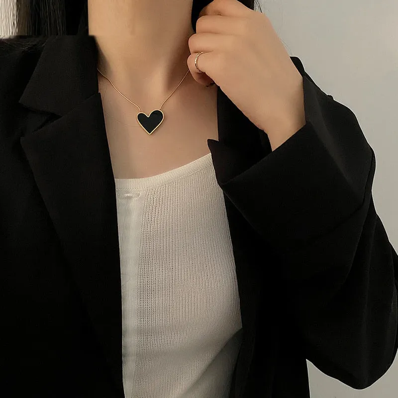 316L Stainless Steel Black Epoxy Gothic Temperament Woman