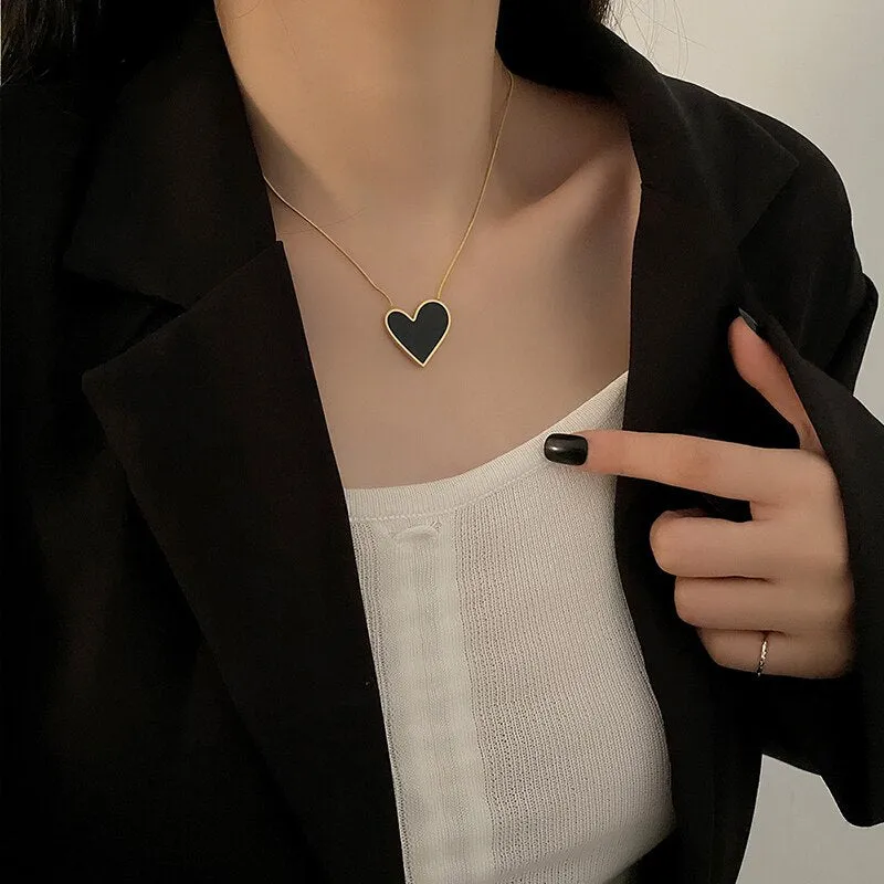 316L Stainless Steel Black Epoxy Gothic Temperament Woman