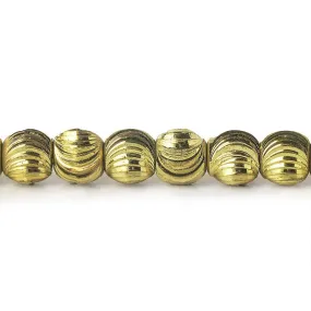 6mm Brass Fluted Round Beads 8 inch