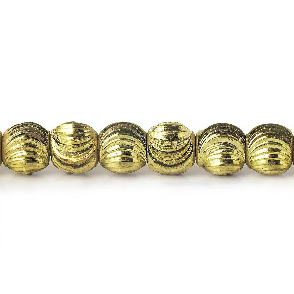 6mm Brass Fluted Round Beads 8 inch
