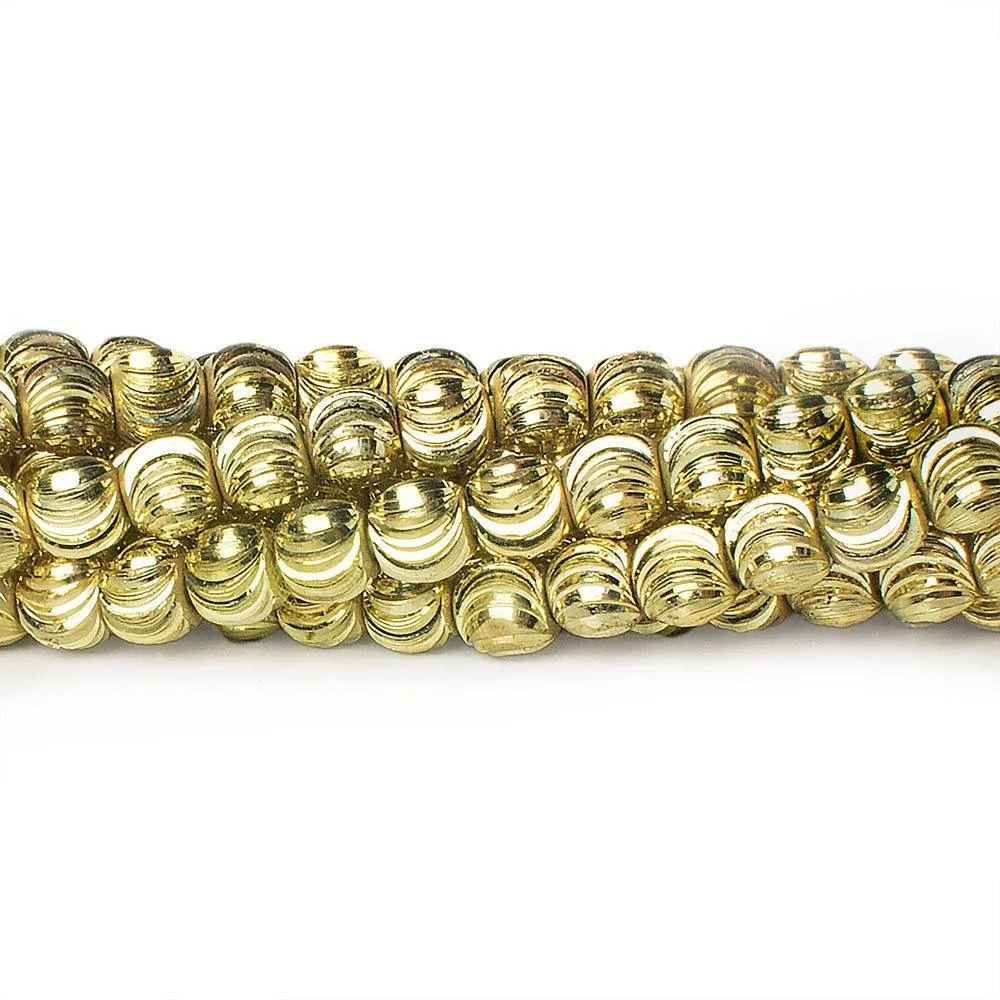 6mm Brass Fluted Round Beads 8 inch