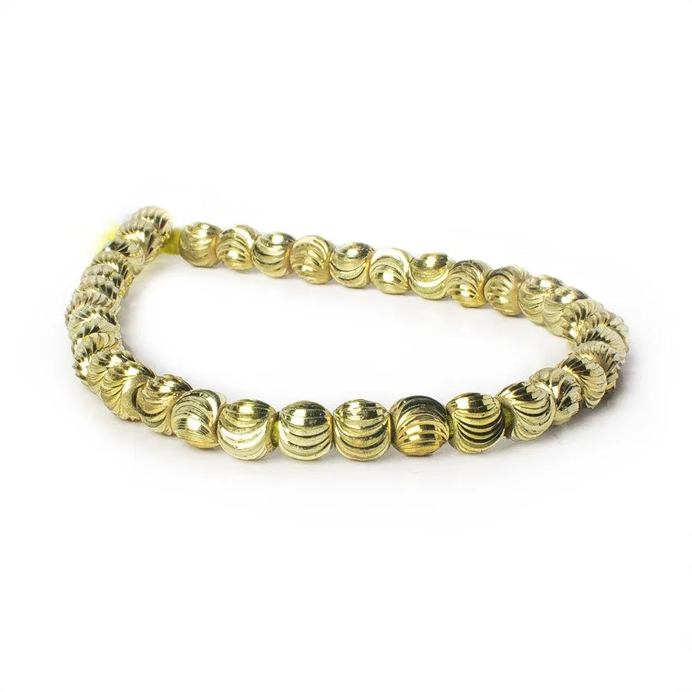 6mm Brass Fluted Round Beads 8 inch