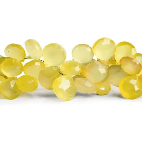 9-14mm Lemon Chiffon Chalcedony Faceted Hearts 8 inch 41 beads