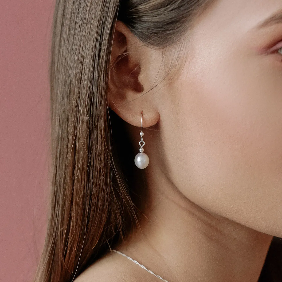 925 Sterling Silver French Hook Earrings With Freshwater Pearls