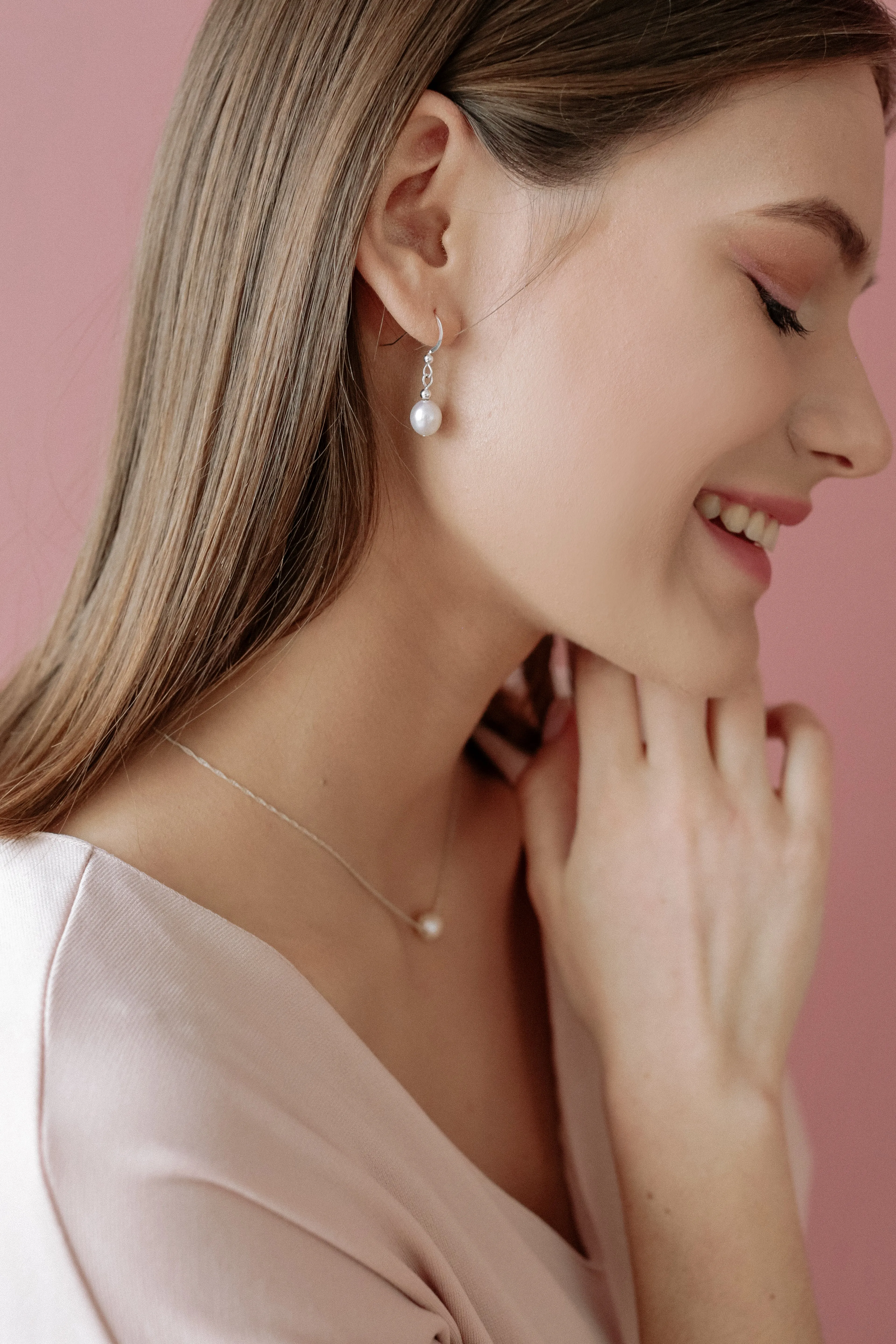 925 Sterling Silver French Hook Earrings With Freshwater Pearls
