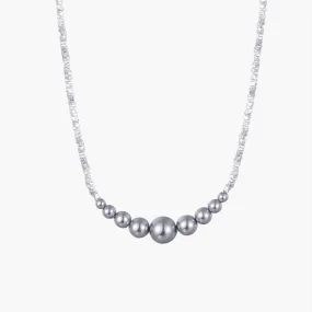 A Round Bead Necklace In Shattered Silver