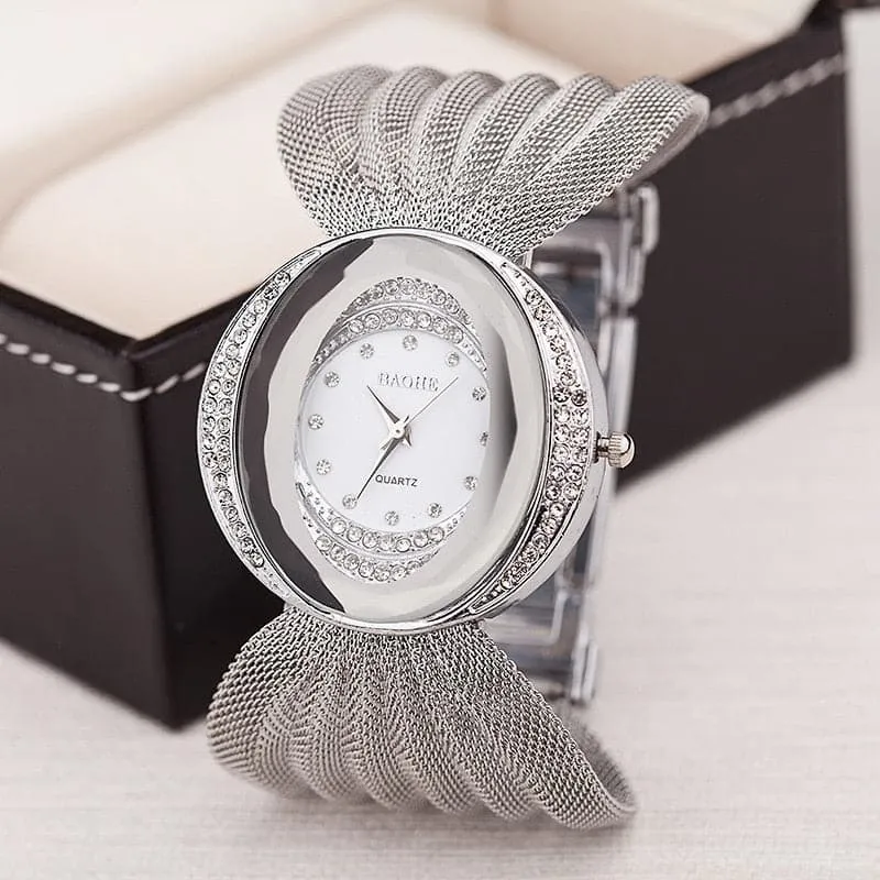 BAOHE Women's Fine Fashion Premium Quality Luxury Style Silver Tone Bracelet Watch