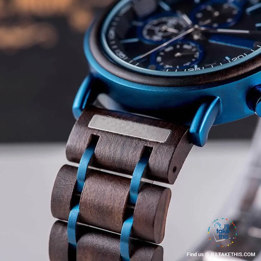 Bluline™ Men's Wooden Watch, make it Personalized with Name label option