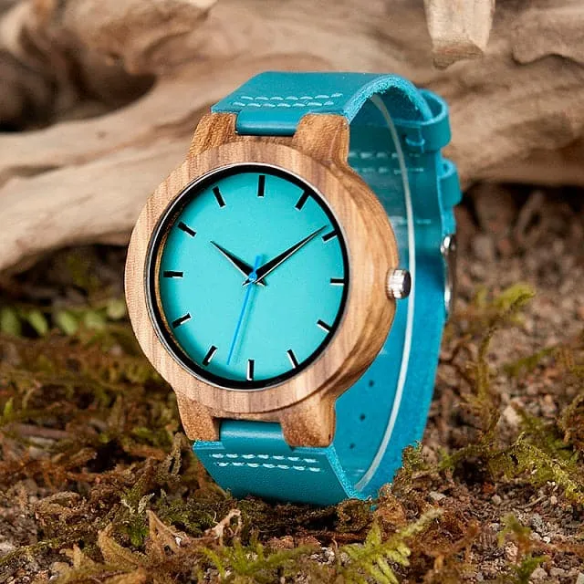 BOBO BIRD Men's & Women's Luxury Style Fashion Genuine Leather Strap Wooden Watch