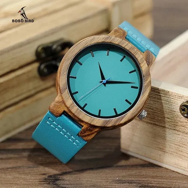 BOBO BIRD Men's & Women's Luxury Style Fashion Genuine Leather Strap Wooden Watch