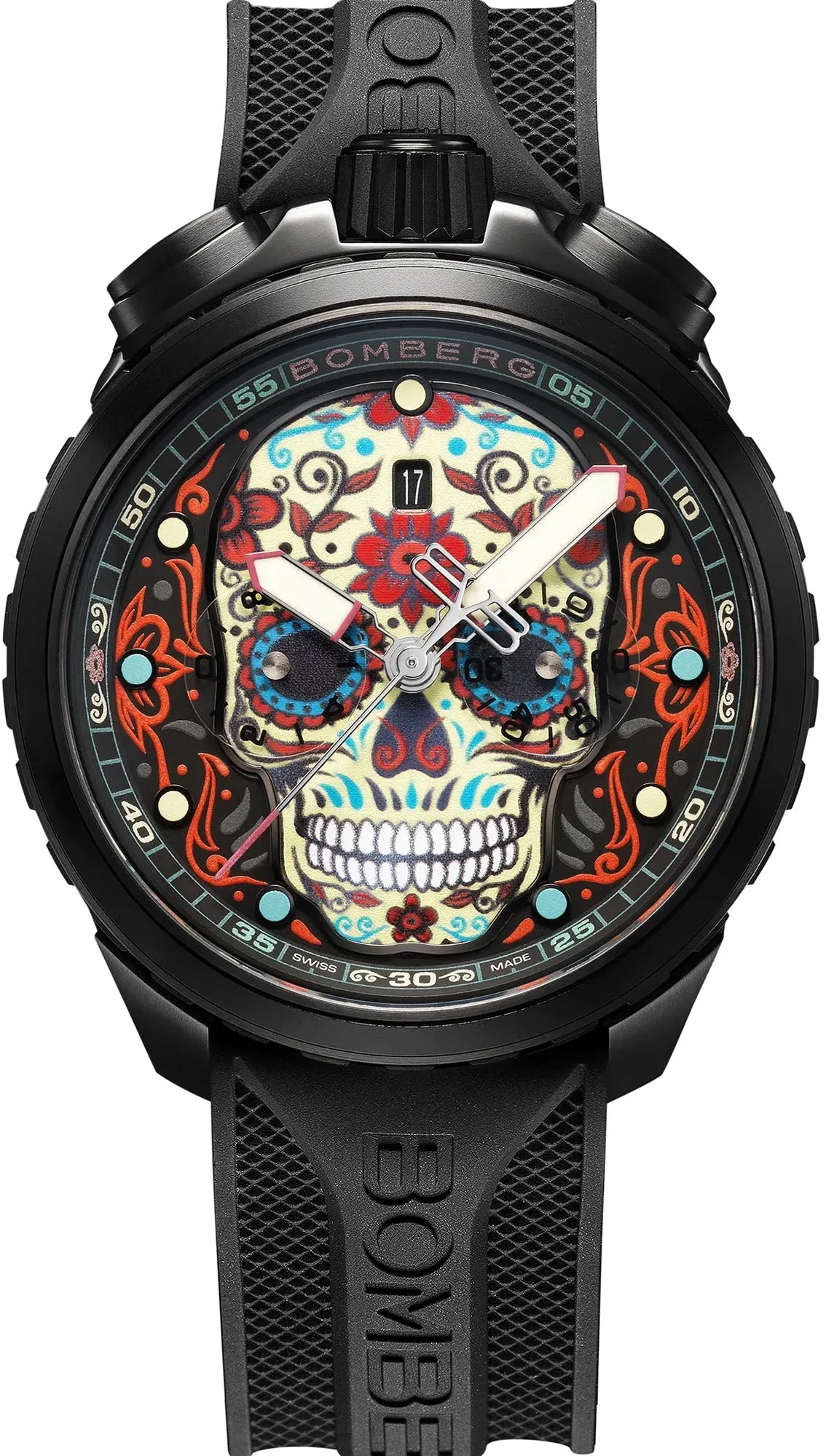 BOM Watch Bolt-68 Heritage Sugar Skull Red Limited Edition