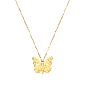 Butterfly Pendant Necklace Sterling Silver Gold