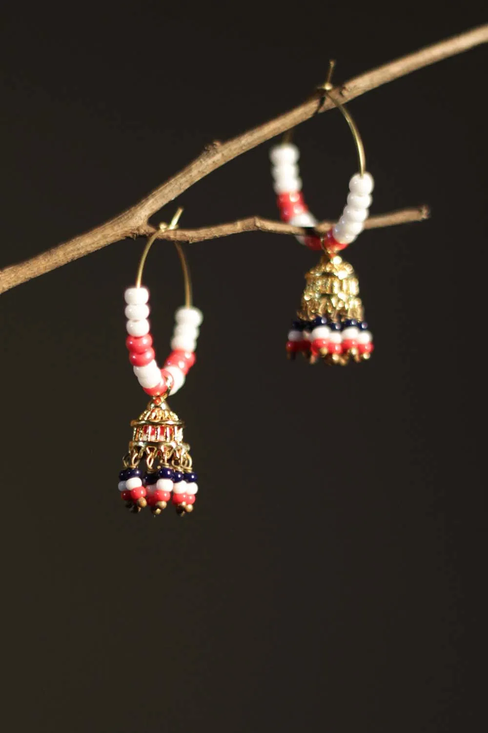 Chingari | Mini Bali Jhumka | Red & white