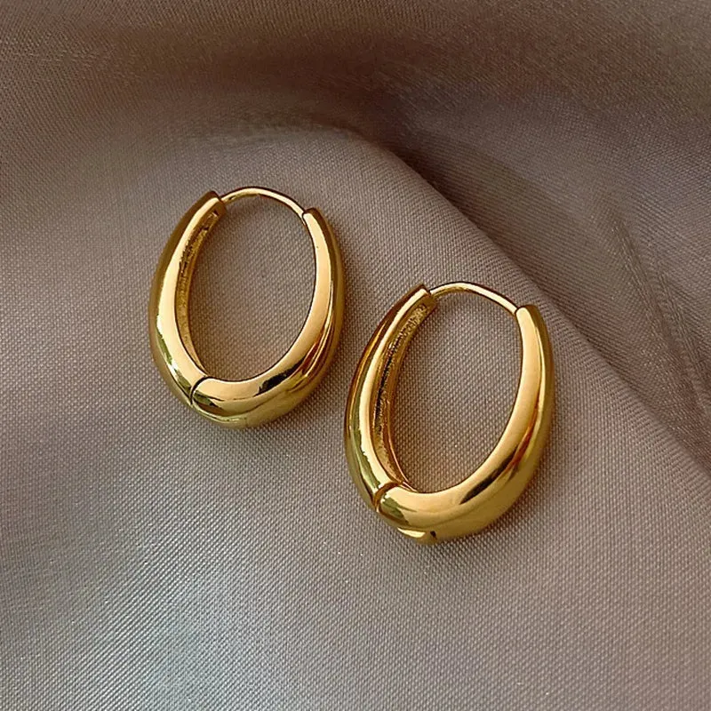 Classic Gold Silver Color Plated Metal Hoop Earrings For Women Fashion Jewelry Daily Wear Earrings