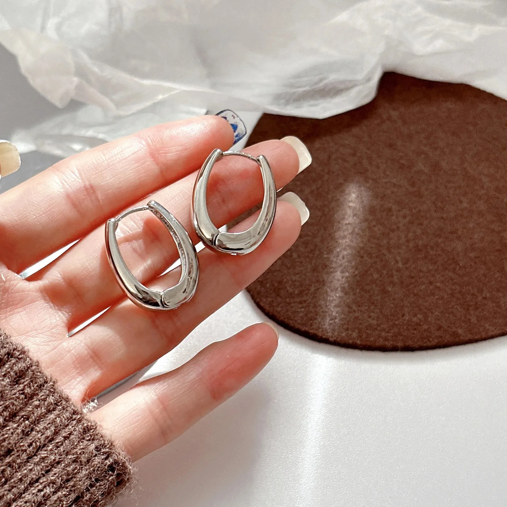 Classic Gold Silver Color Plated Metal Hoop Earrings For Women Fashion Jewelry Daily Wear Earrings