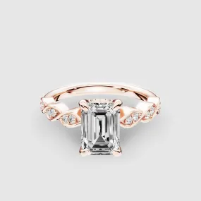 Classic Halo Solitaire Ring-Emerald Cut