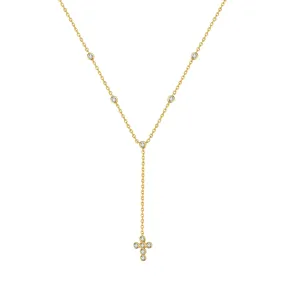 Cross Y Lariat Necklace Sterling Silver