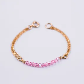 Crystal Bead Bracelet Gold & Crystal Pink
