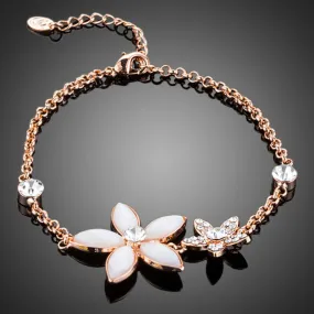 Crystal Flower Link Chain Bracelet