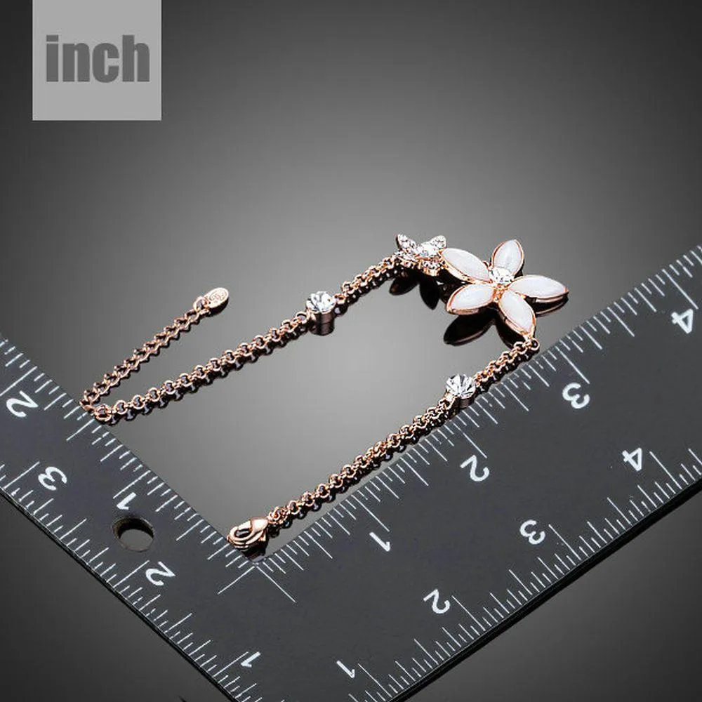 Crystal Flower Link Chain Bracelet