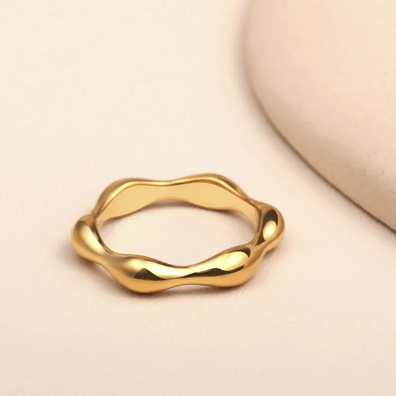Dainty Wave Flower Ring Stackable