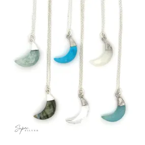 Delicate Stone Moon Necklaces