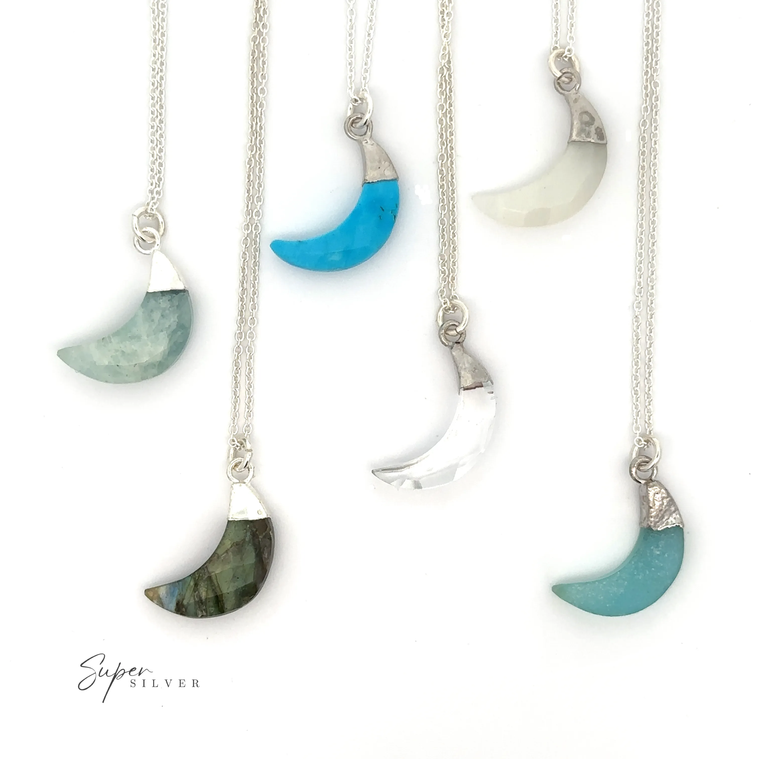 Delicate Stone Moon Necklaces
