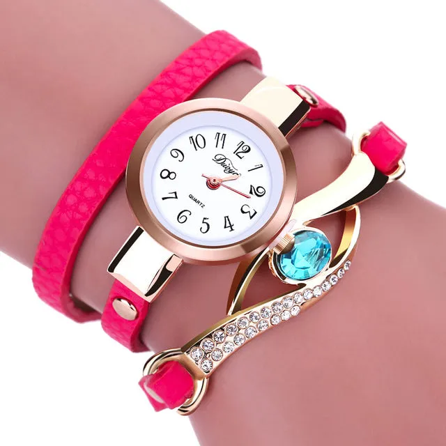 Fashion Bracelet Womens Watch Retro Leather Wrap Around Wrist Watches Ladies Diamond Clock Casual Watch Relogio Feminino #Ju
