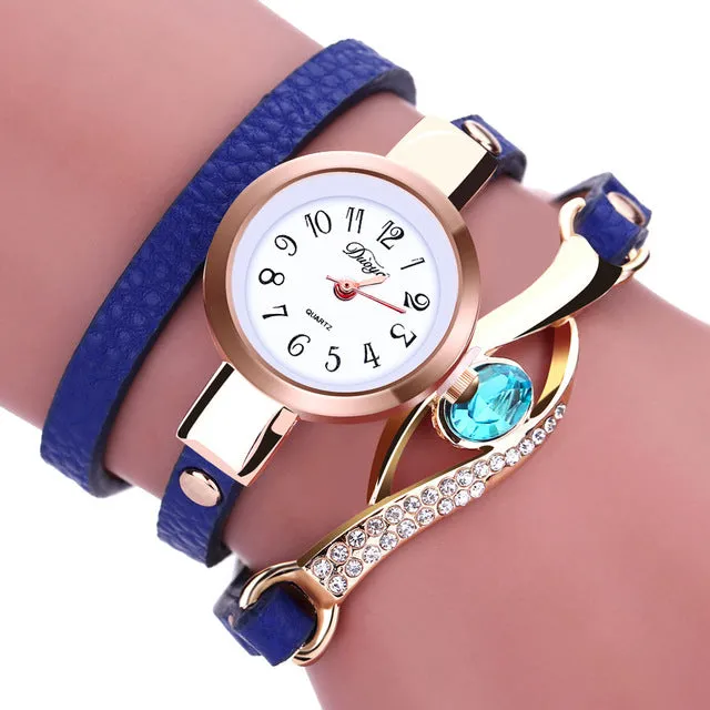 Fashion Bracelet Womens Watch Retro Leather Wrap Around Wrist Watches Ladies Diamond Clock Casual Watch Relogio Feminino #Ju