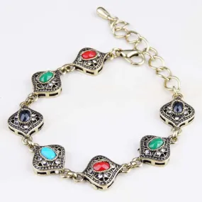 Fashion Brand Jewelry Bohemia Style Retro Resin Multicolor Charm Vintage Love Cuff Women Bracelets & Bangles