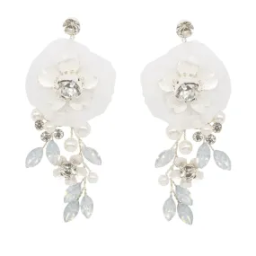 Floral Wedding Earrings with Crystals and Pearls, A9045