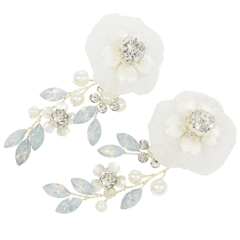 Floral Wedding Earrings with Crystals and Pearls, A9045