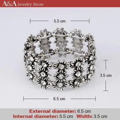Flowers Charms Black Zinc Plated Bracelets
