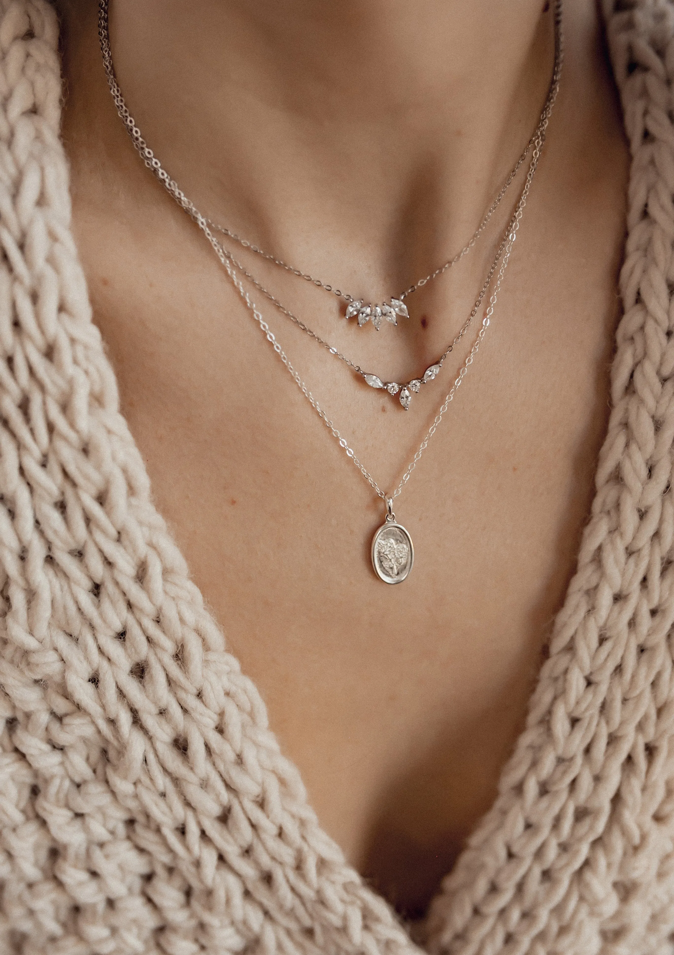 Gemstone Blossom Necklace Sterling Silver