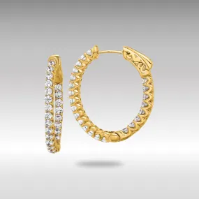 Gold 1.6ct 46-2.0mm In/Out Oval Hoop with Safety Clasp Diamond Earrings - Model XE3248AA