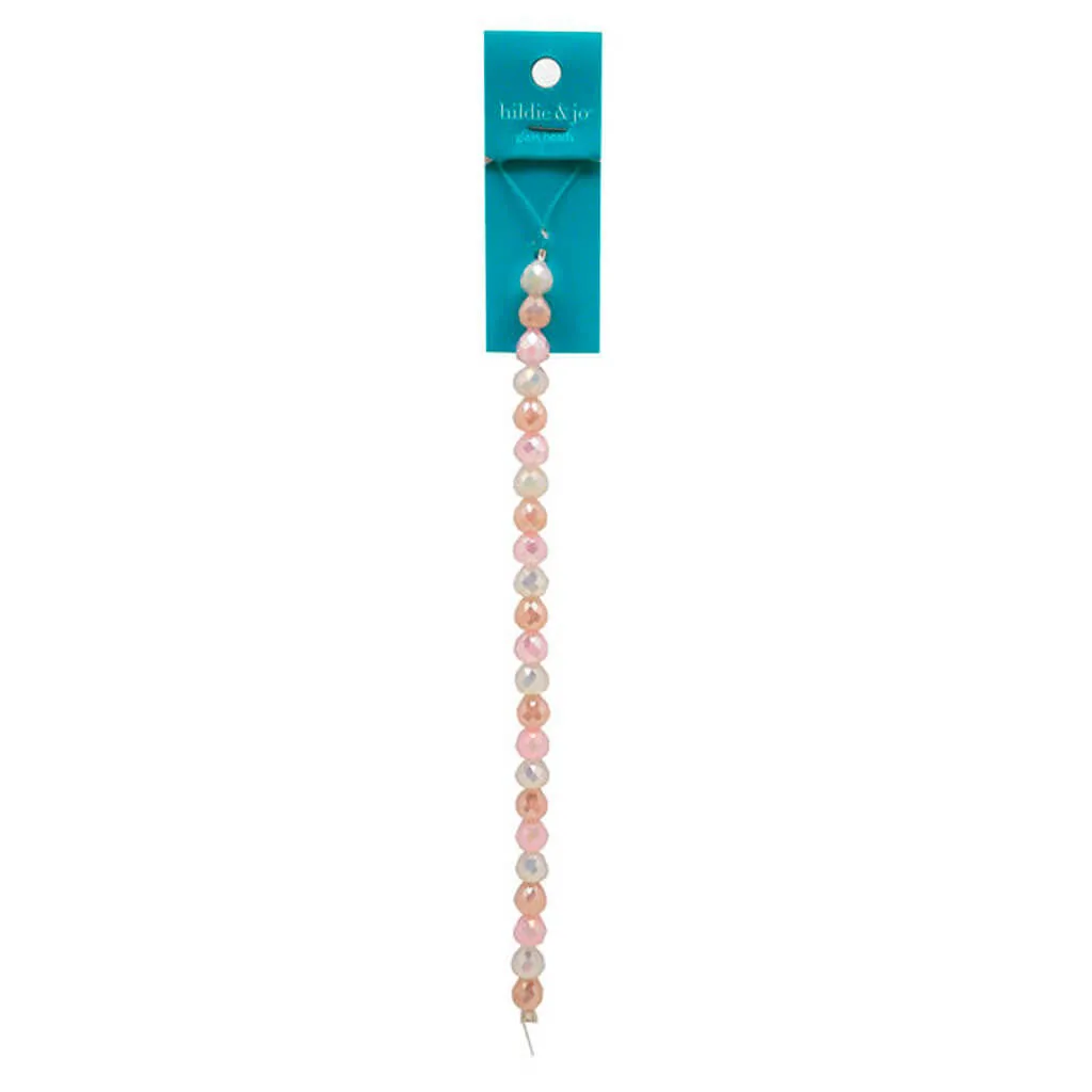 Gold & Pink Glass Strung Beads 7in x 8mm