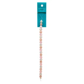 Gold & Pink Glass Strung Beads 7in x 8mm
