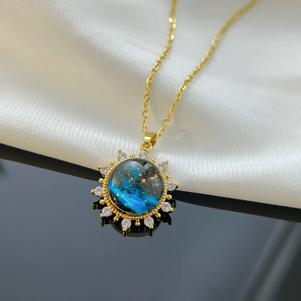 Gold Color Gentle Romantic Moonlight Interstellar Necklace Earrings For Women