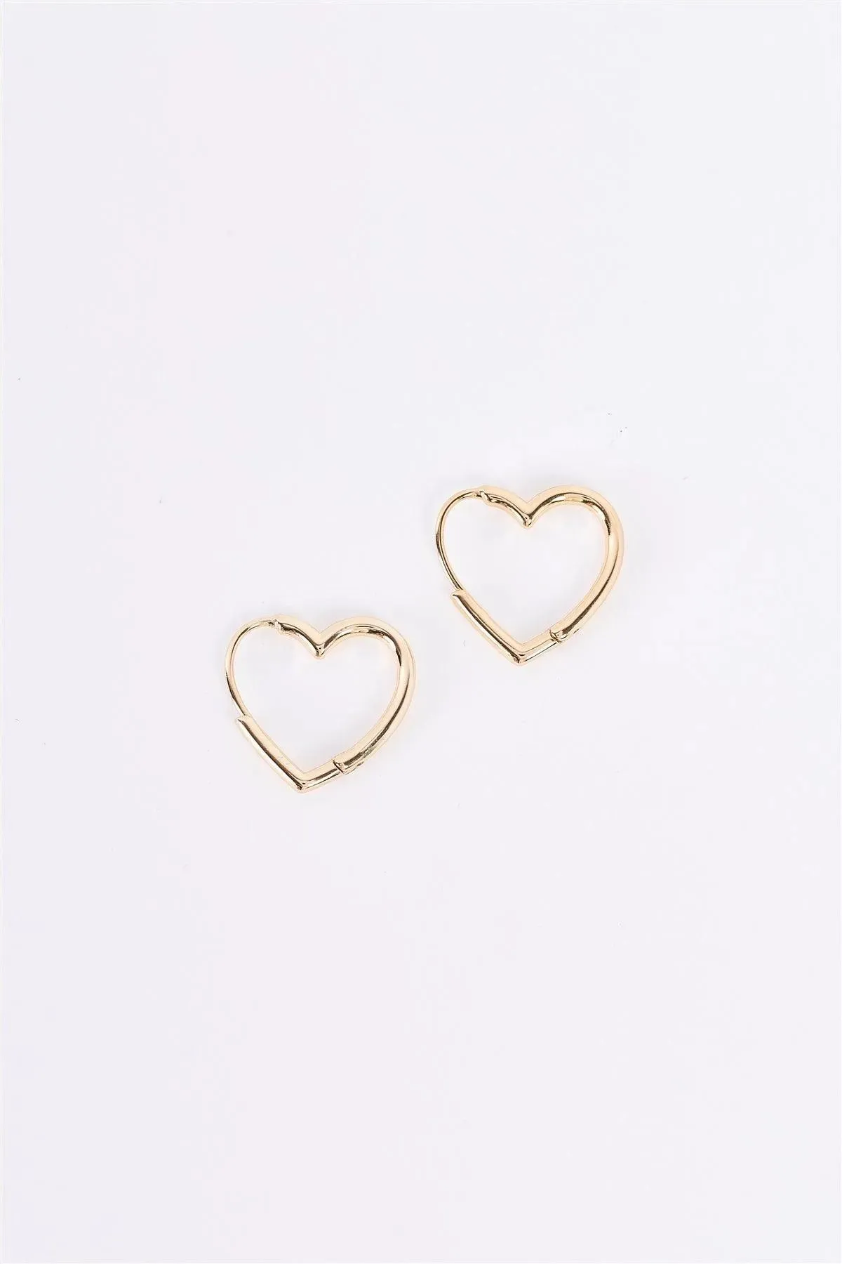 Gold Heart Drop Hoop Earrings /3 Pairs