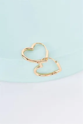 Gold Heart Drop Hoop Earrings /3 Pairs