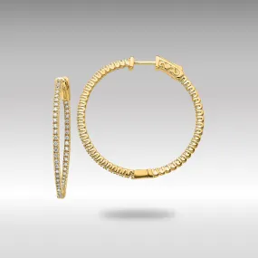 Gold Oro Spotlight Lab Grown Diamond SI , H , Round Hoop with Safety Clasp Earrings - Model XE1985LG