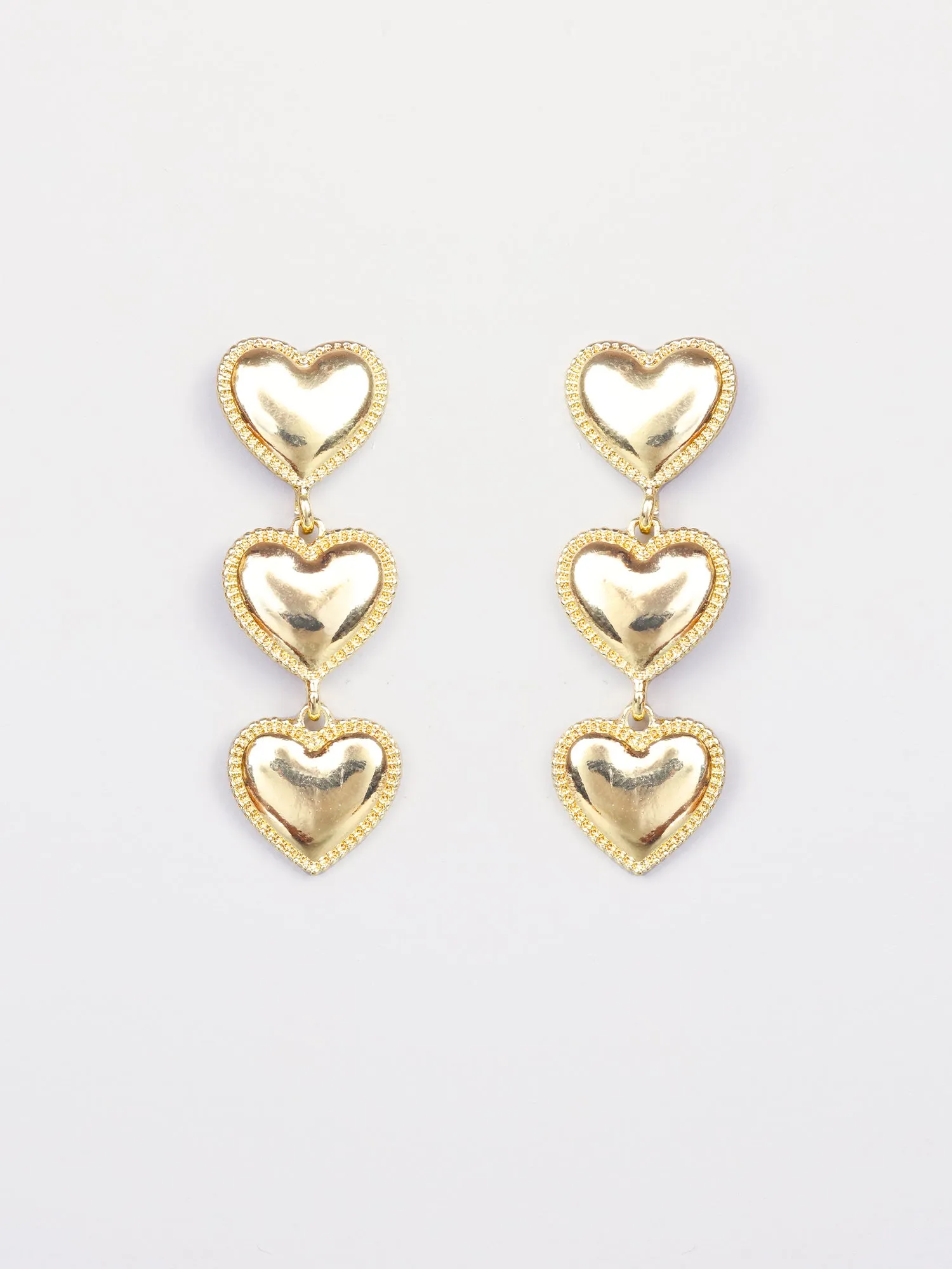 Gold Plated Triple Heart Earrings