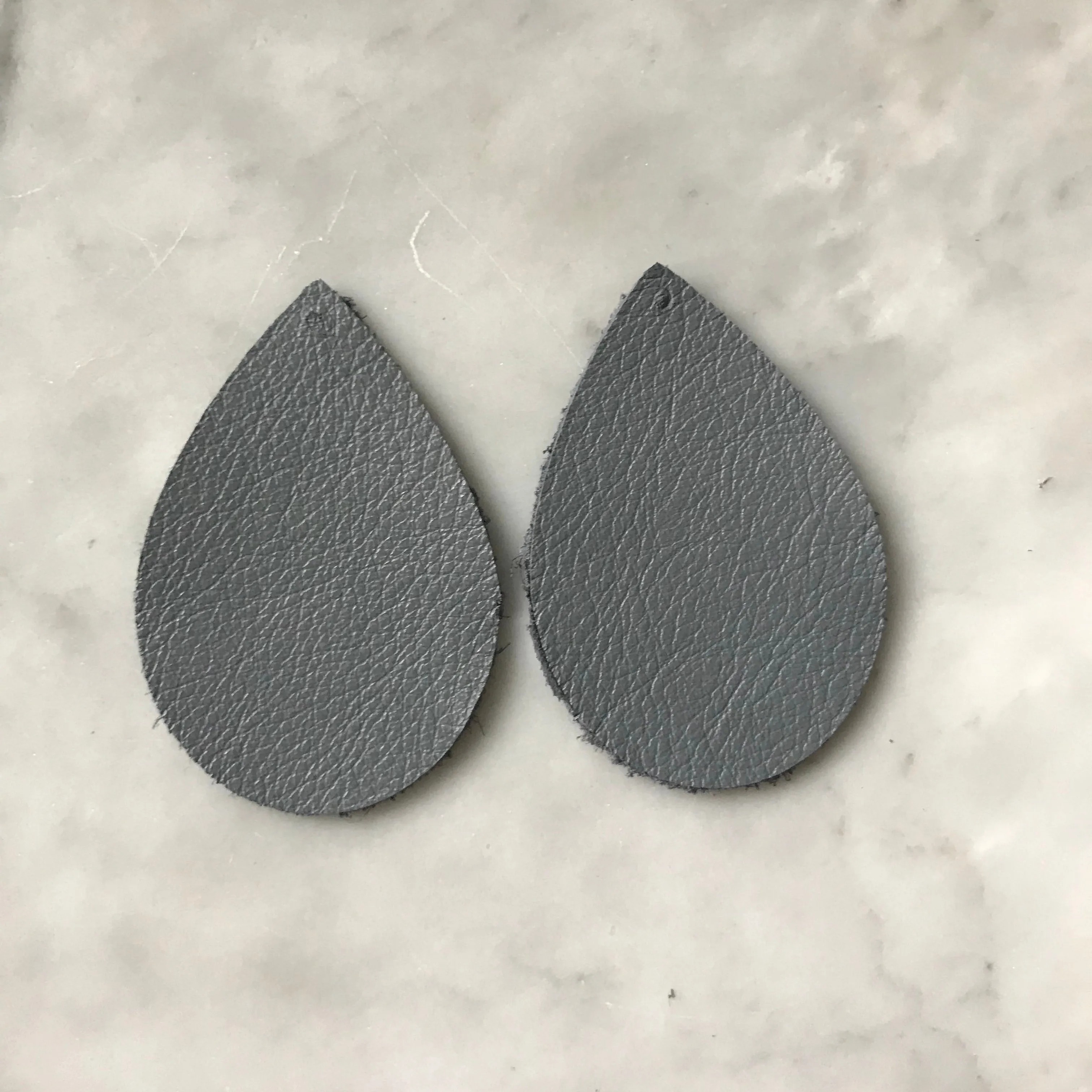 Graceful Deep Gray Leather Earrings