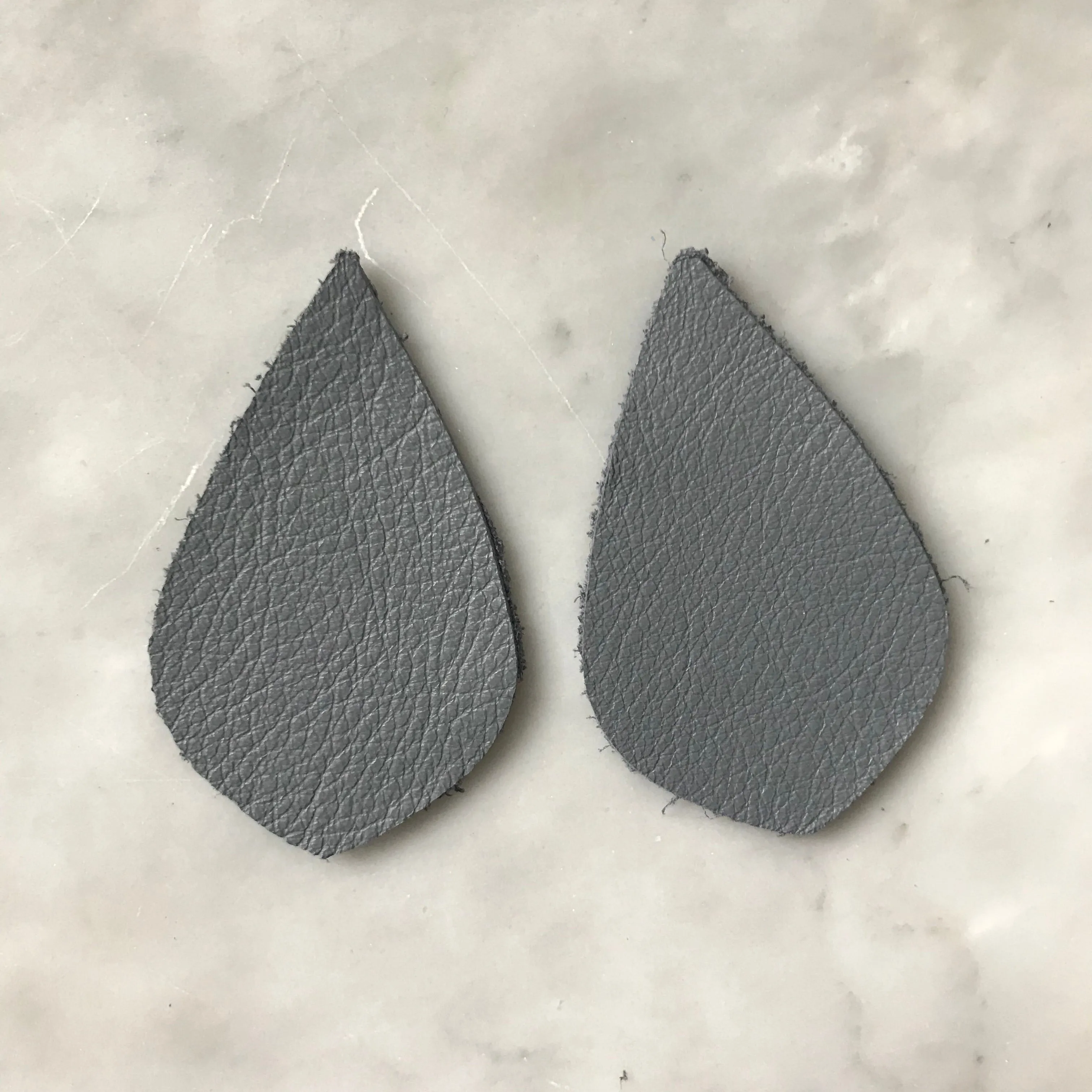 Graceful Deep Gray Leather Earrings