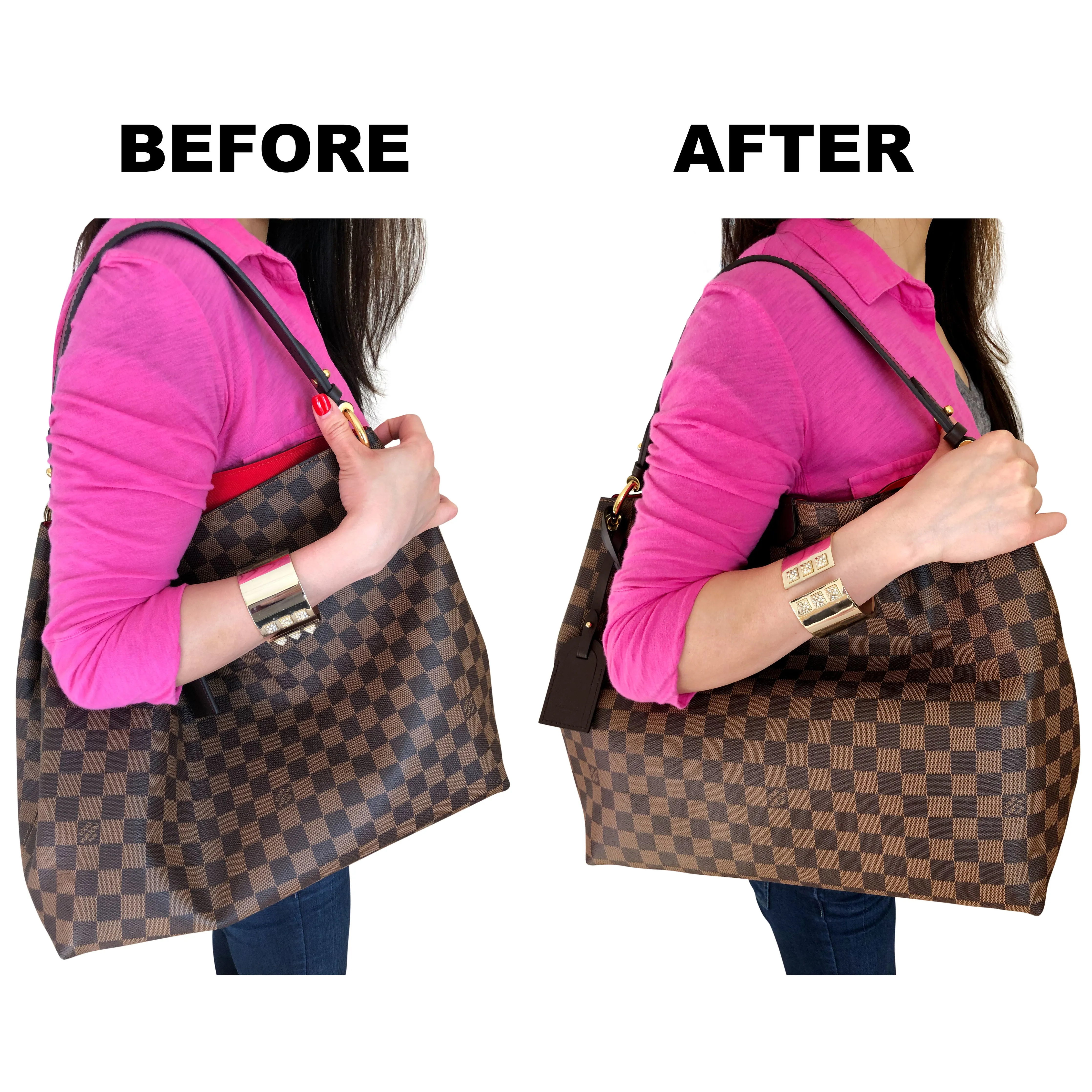 Graceful PM LV Purse Organizer Insert, 3mm Felt, Pivoine Fuchsia Shaper/Liner/Protector, Only @AlgorithmBags® for Louis Vuitton